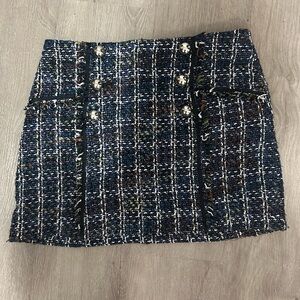 Motivi Navy Tweed Mini Skirt